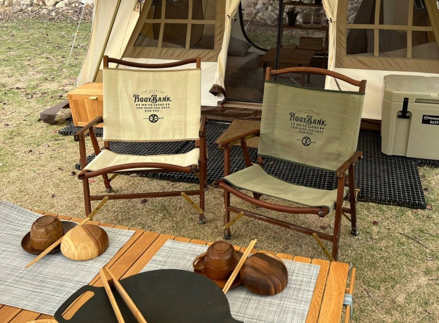 AutoCamper香港汽車露營 【日系復古露營風】 Ogawa 格紋窗精致別墅級卡其色帳蓬套票(2-3人) 7