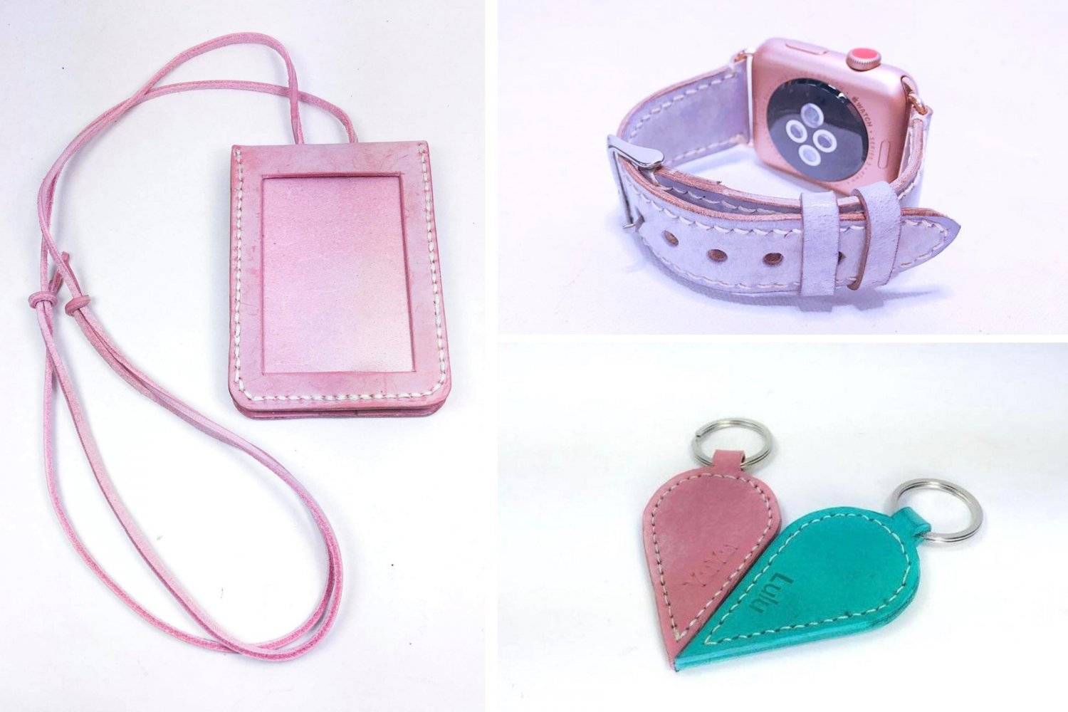 The Handcrafter Workshop 金屬工藝、皮革、押花工作坊、保鮮花 手作皮革課程- 心心匙扣1對/ 錶帶/ 皮行李牌 1