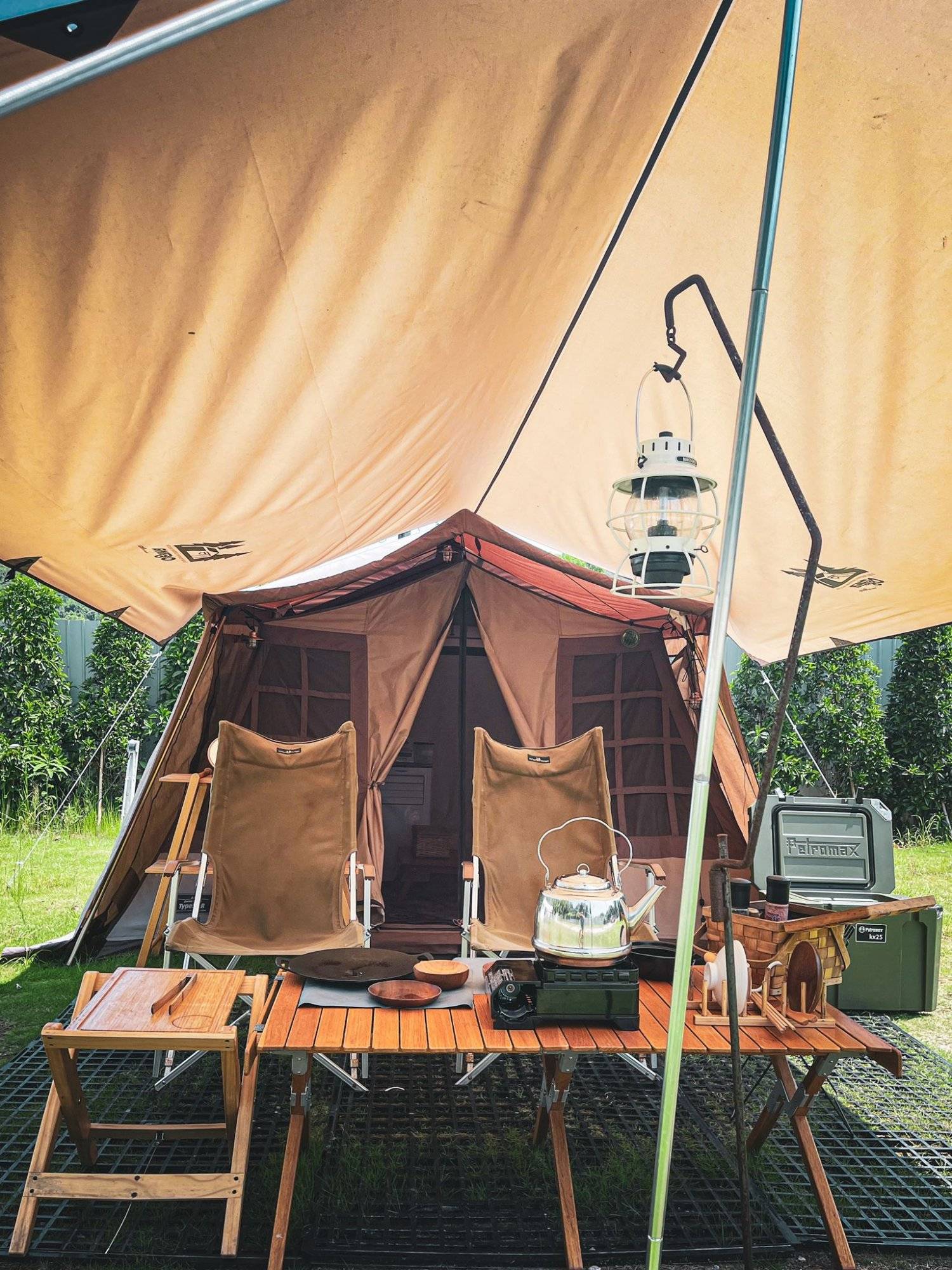 AutoCamper香港汽車露營 【日系復古露營風】 Ogawa 格紋窗精致別墅級卡其色帳蓬套票(2-3人) 3